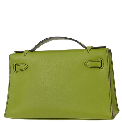 Hermes Anis Green Swift Kelly Pochette Handbag