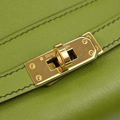 Hermes Anis Green Swift Kelly Pochette Handbag