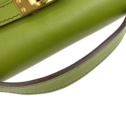 Hermes Anis Green Swift Kelly Pochette Handbag