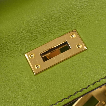 Hermes Anis Green Swift Kelly Pochette Handbag