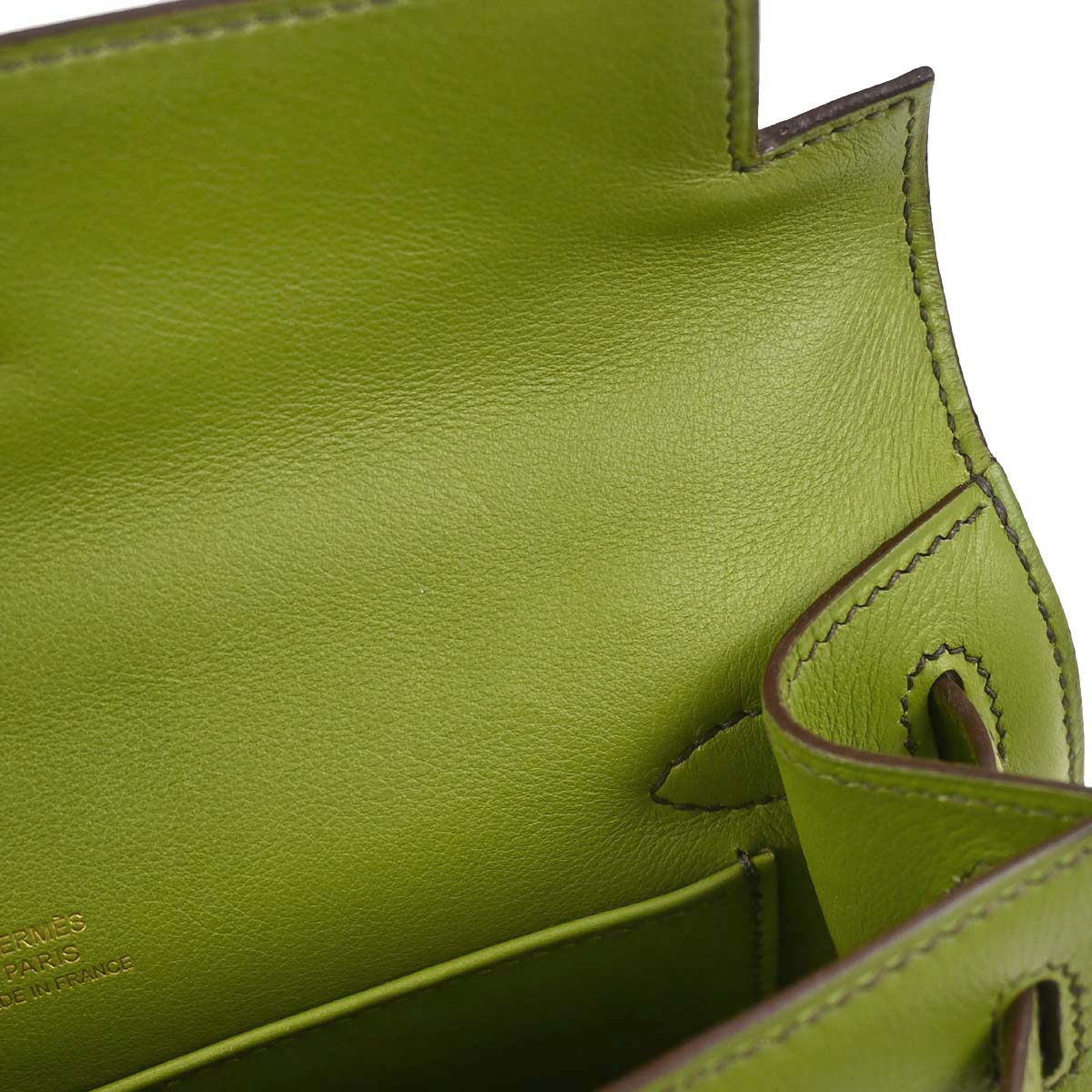 Hermes Anis Green Swift Kelly Pochette Handbag