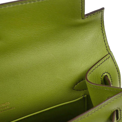 Hermes Anis Green Swift Kelly Pochette Handbag