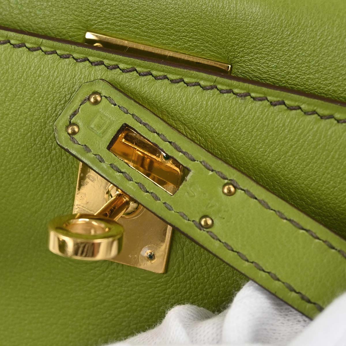 Hermes Anis Green Swift Kelly Pochette Handbag