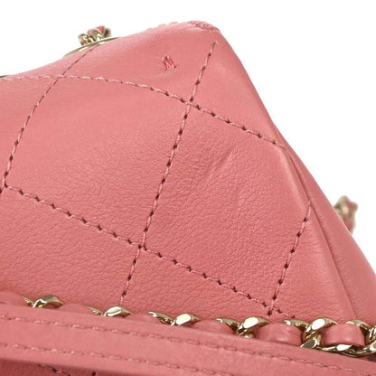 Chanel 2019 Pink Calfskin Stitched CC Flap Shoulder Bag