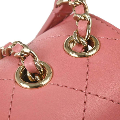 Chanel 2019 Pink Calfskin Stitched CC Flap Shoulder Bag