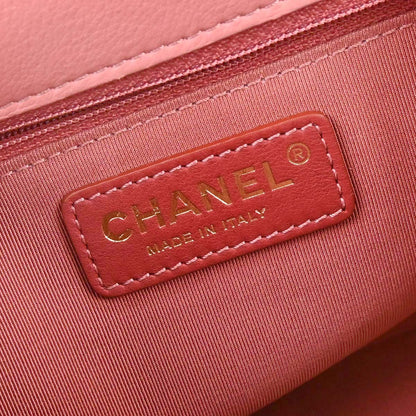 Chanel 2019 Pink Calfskin Stitched CC Flap Shoulder Bag