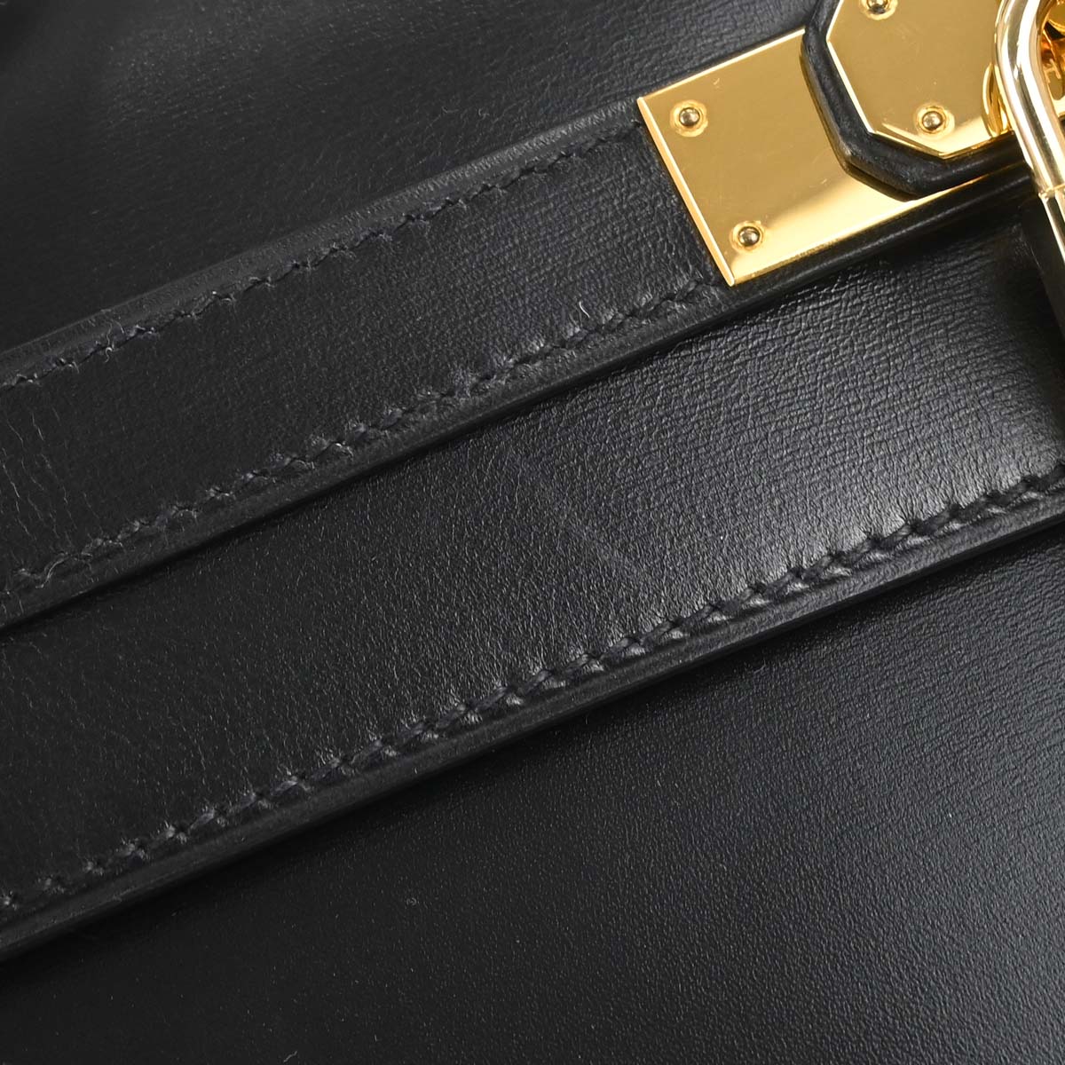 Hermes Black Box Calf Kelly 35 Sellier 2way Shoulder Handbag