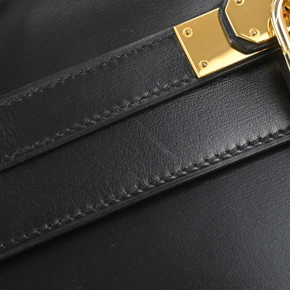 Hermes Black Box Calf Kelly 35 Sellier 2way Shoulder Handbag