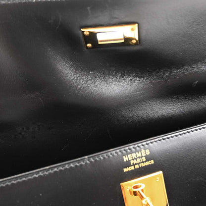 Hermes Black Box Calf Kelly 35 Sellier 2way Shoulder Handbag