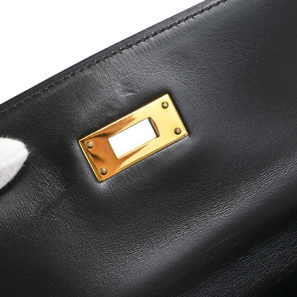 Hermes Black Box Calf Kelly 35 Sellier 2way Shoulder Handbag