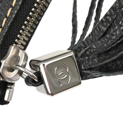 Chanel 2003-2004 Black Calfskin Fringe Hobo Handbag