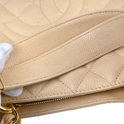 Chanel 2010-2011 Beige Caviar Skin Grand Shopping Tote GST Chain Handbag