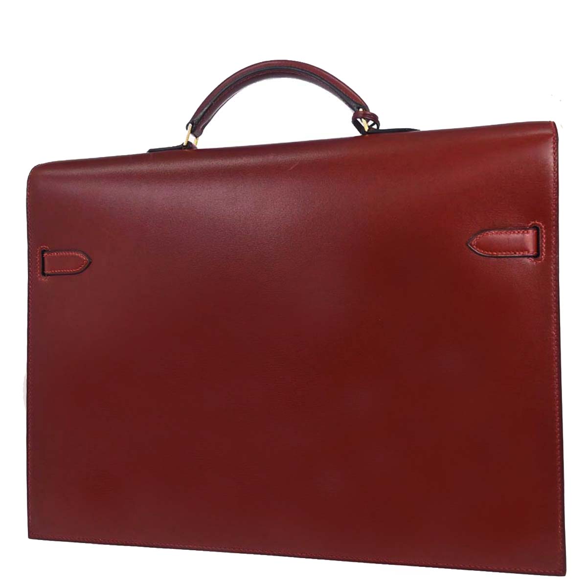 Hermes Rouge H Box Calf Kelly Depeche 38 Business Handbag