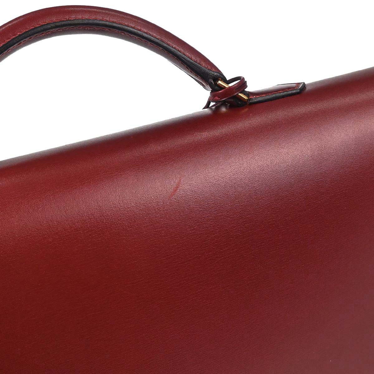 Hermes Rouge H Box Calf Kelly Depeche 38 Business Handbag