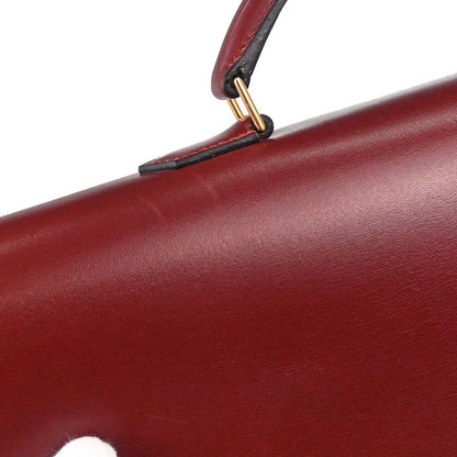 Hermes Rouge H Box Calf Kelly Depeche 38 Business Handbag