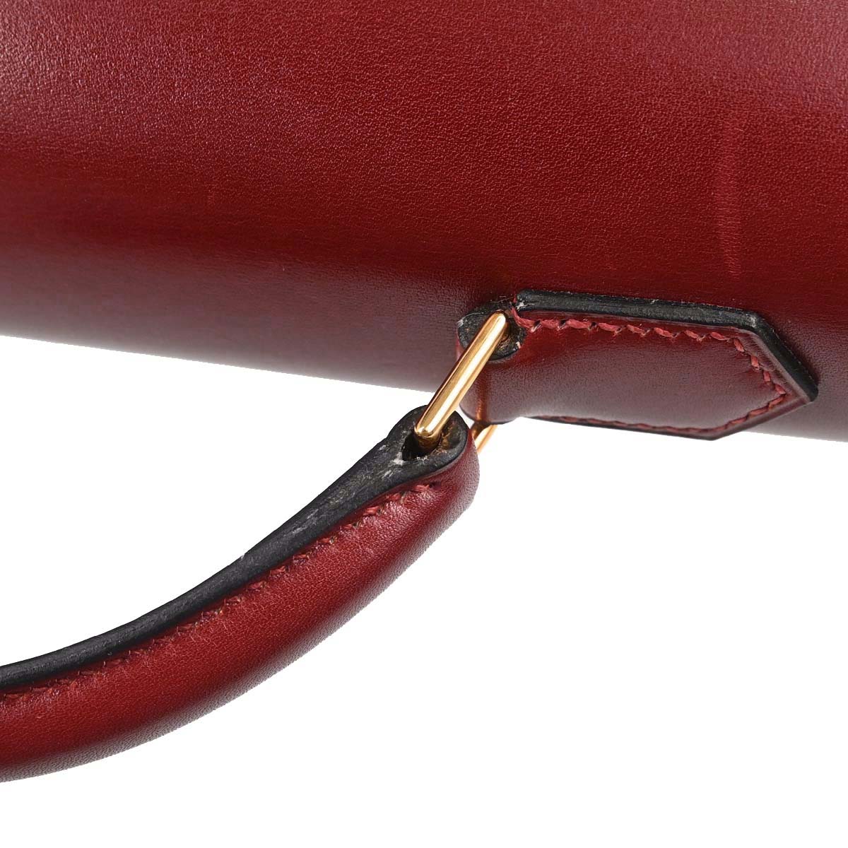 Hermes Rouge H Box Calf Kelly Depeche 38 Business Handbag