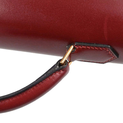 Hermes Rouge H Box Calf Kelly Depeche 38 Business Handbag