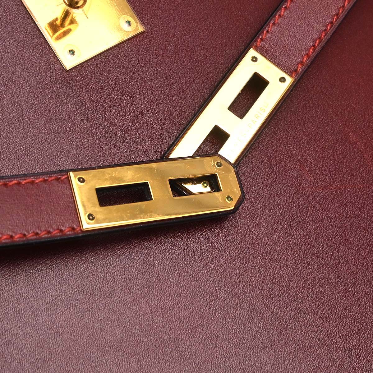 Hermes Rouge H Box Calf Kelly Depeche 38 Business Handbag