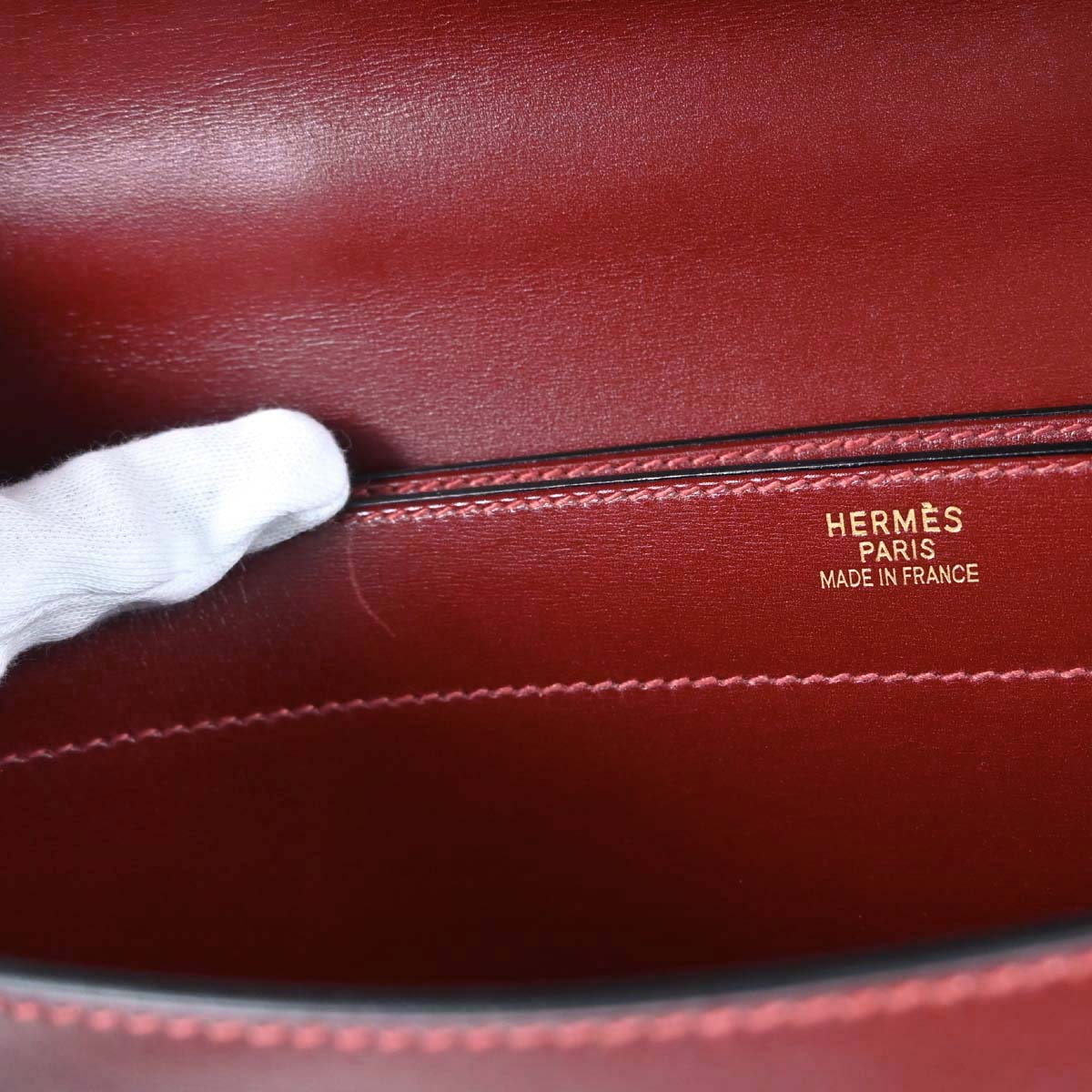 Hermes Rouge H Box Calf Kelly Depeche 38 Business Handbag