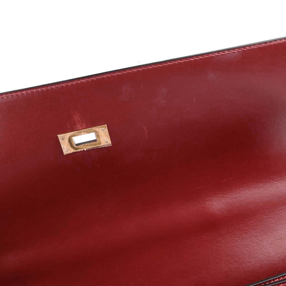 Hermes Rouge H Box Calf Kelly Depeche 38 Business Handbag