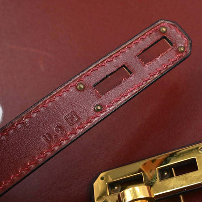 Hermes Rouge H Box Calf Kelly Depeche 38 Business Handbag