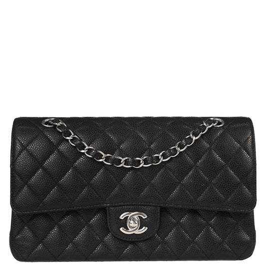 Chanel Black Caviar Skin Medium Classic Double Flap Shoulder Bag