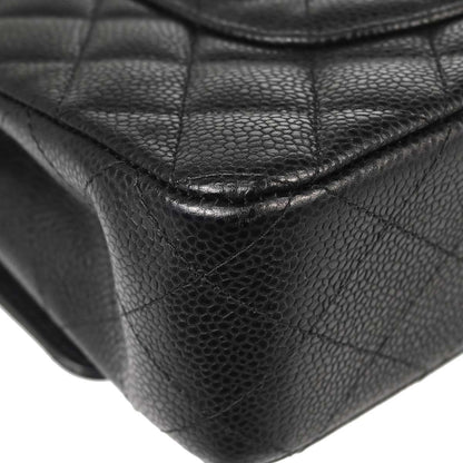 Chanel Black Caviar Skin Medium Classic Double Flap Shoulder Bag