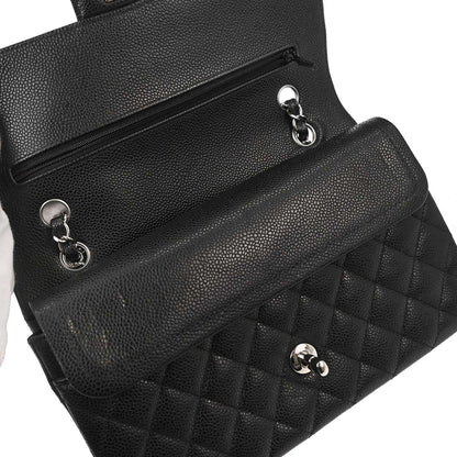 Chanel Black Caviar Skin Medium Classic Double Flap Shoulder Bag
