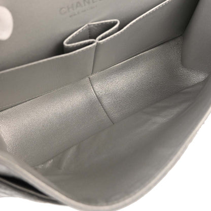 Chanel 2017-2018 Silver Calfskin 2.55 Double Flap Shoulder Bag