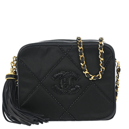 Chanel 1989-1991 Black Satin Camera Bag