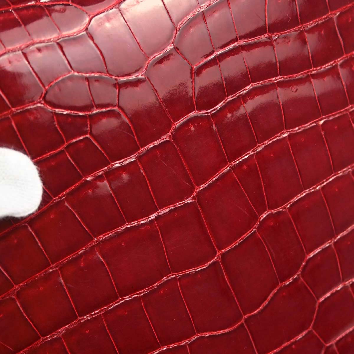 Hermes * Rouge Garance Porosus Kelly 28 Sellier 2way Shoulder Handbag