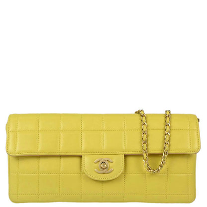 Chanel 2000-2002 Yellow Lambskin East West Choco Bar Shoulder Bag
