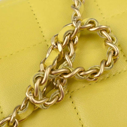 Chanel 2000-2002 Yellow Lambskin East West Choco Bar Shoulder Bag