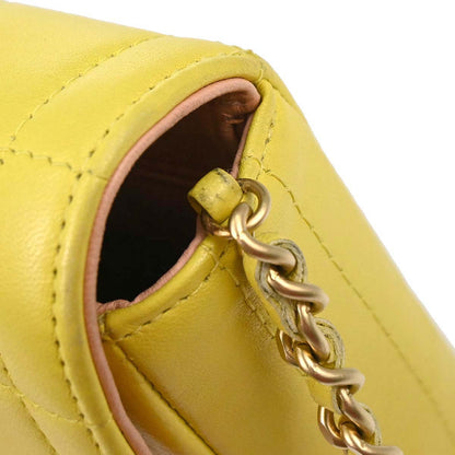 Chanel 2000-2002 Yellow Lambskin East West Choco Bar Shoulder Bag