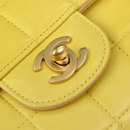 Chanel 2000-2002 Yellow Lambskin East West Choco Bar Shoulder Bag