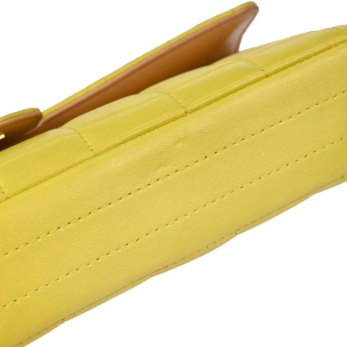 Chanel 2000-2002 Yellow Lambskin East West Choco Bar Shoulder Bag