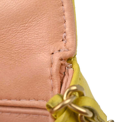 Chanel 2000-2002 Yellow Lambskin East West Choco Bar Shoulder Bag