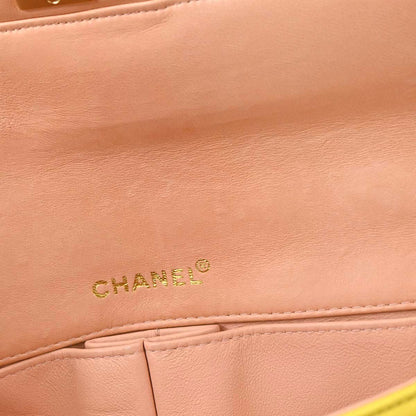 Chanel 2000-2002 Yellow Lambskin East West Choco Bar Shoulder Bag
