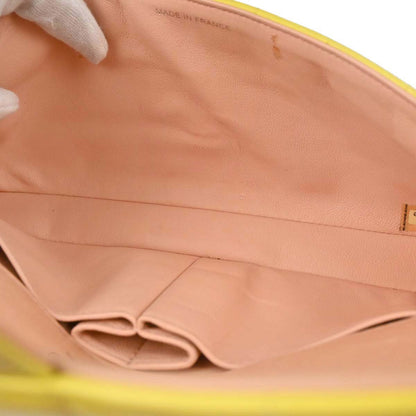 Chanel 2000-2002 Yellow Lambskin East West Choco Bar Shoulder Bag