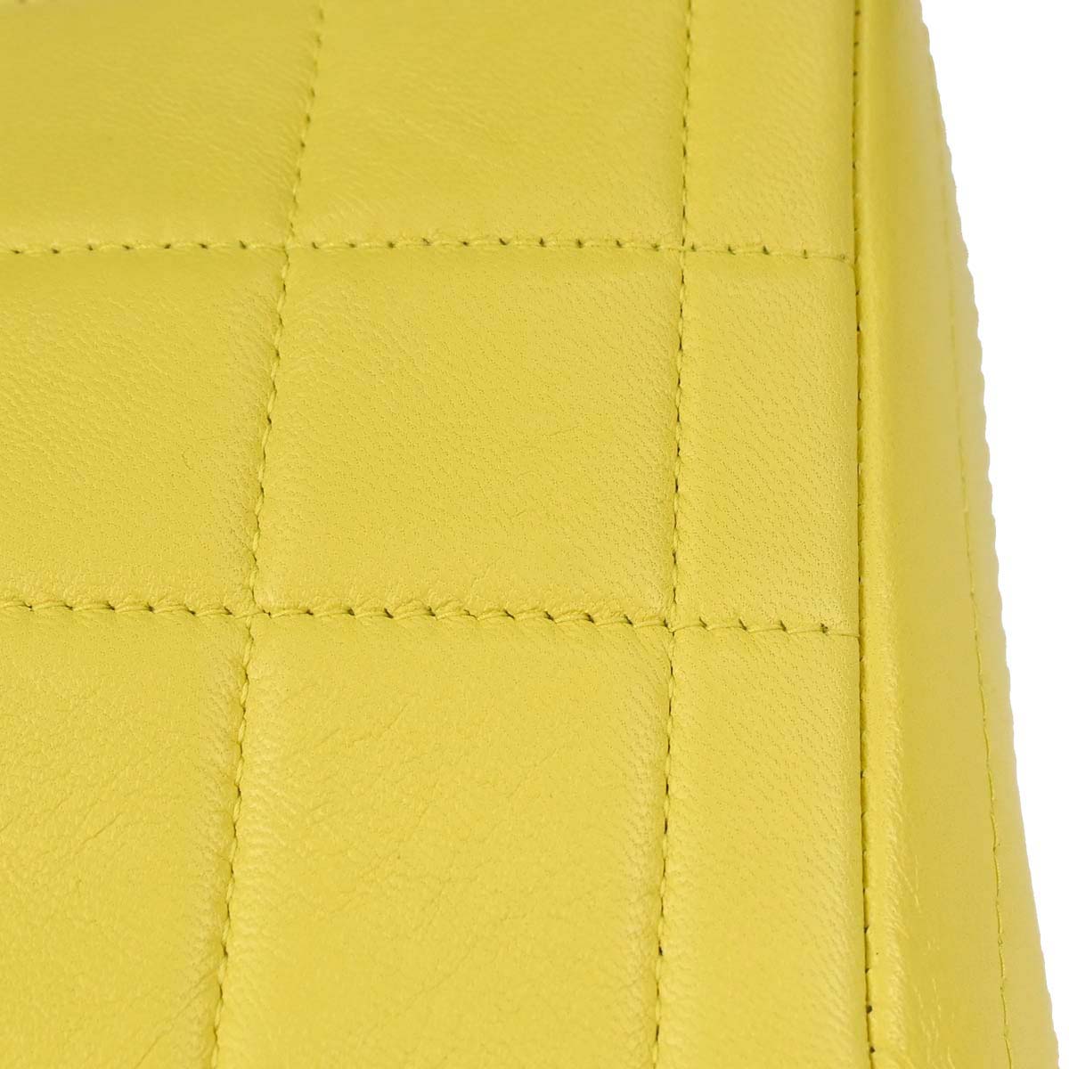 Chanel 2000-2002 Yellow Lambskin East West Choco Bar Shoulder Bag