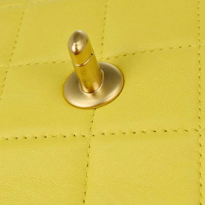 Chanel 2000-2002 Yellow Lambskin East West Choco Bar Shoulder Bag