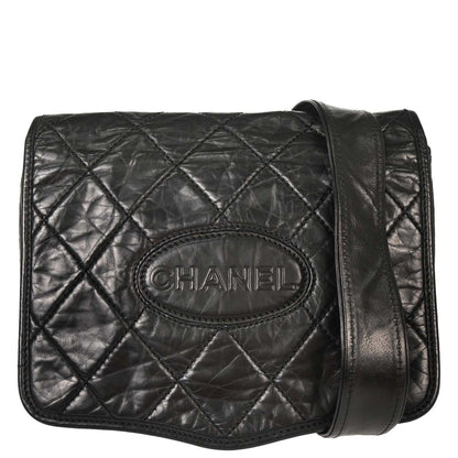 Chanel 2005-2006 Black Calfskin Messenger Shoulder Bag
