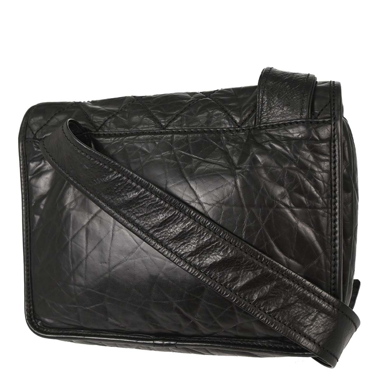 Chanel 2005-2006 Black Calfskin Messenger Shoulder Bag