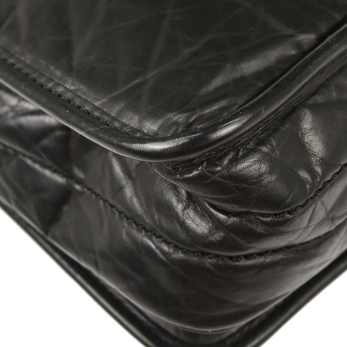 Chanel 2005-2006 Black Calfskin Messenger Shoulder Bag