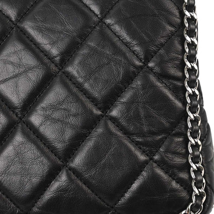 Chanel 2019 Black Calfskin Chain All Over Flap Shoulder Bag