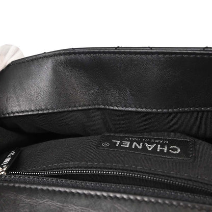 Chanel 2019 Black Calfskin Chain All Over Flap Shoulder Bag