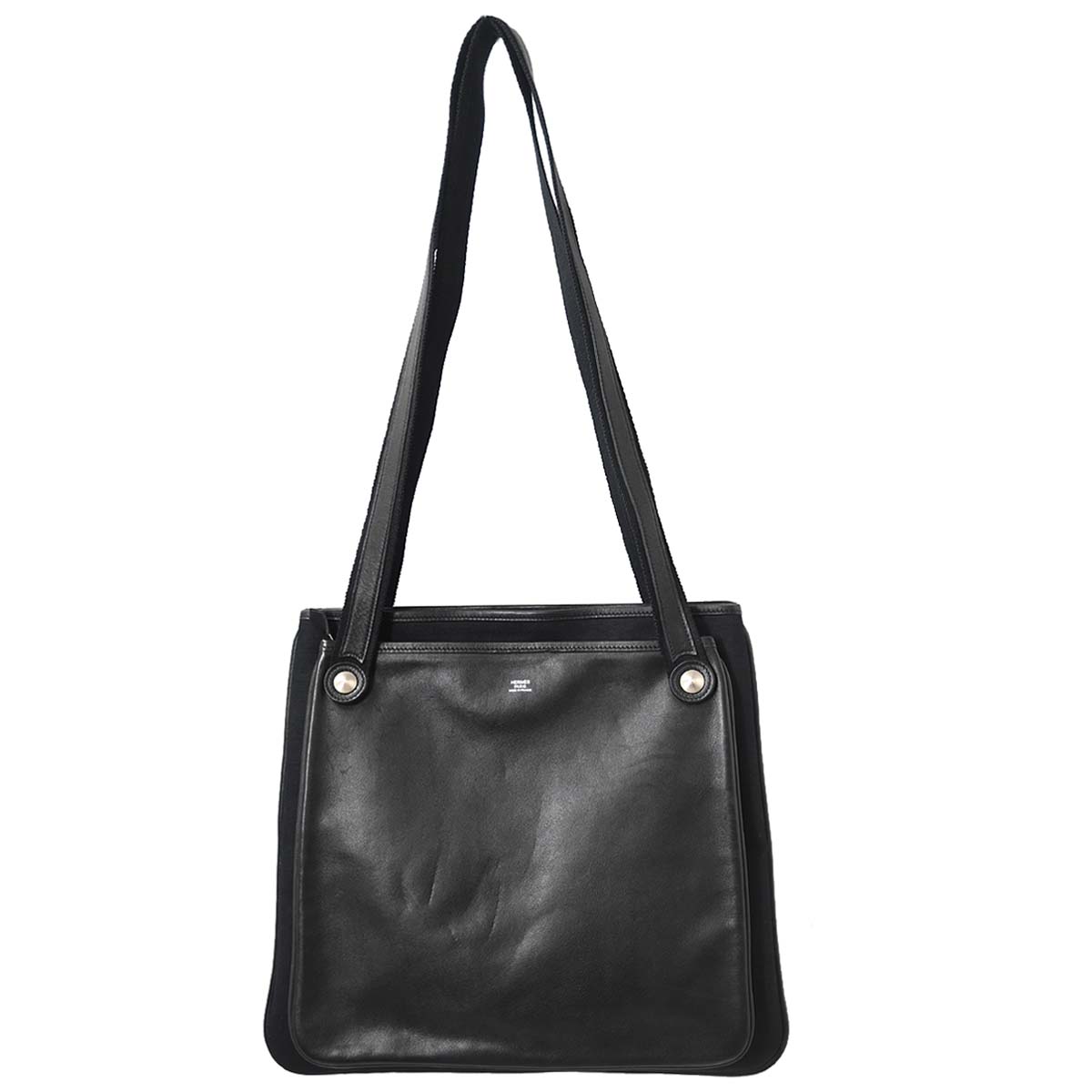 Hermes Black Swift Toile Officier Mrs. Hippie Shoulder Bag