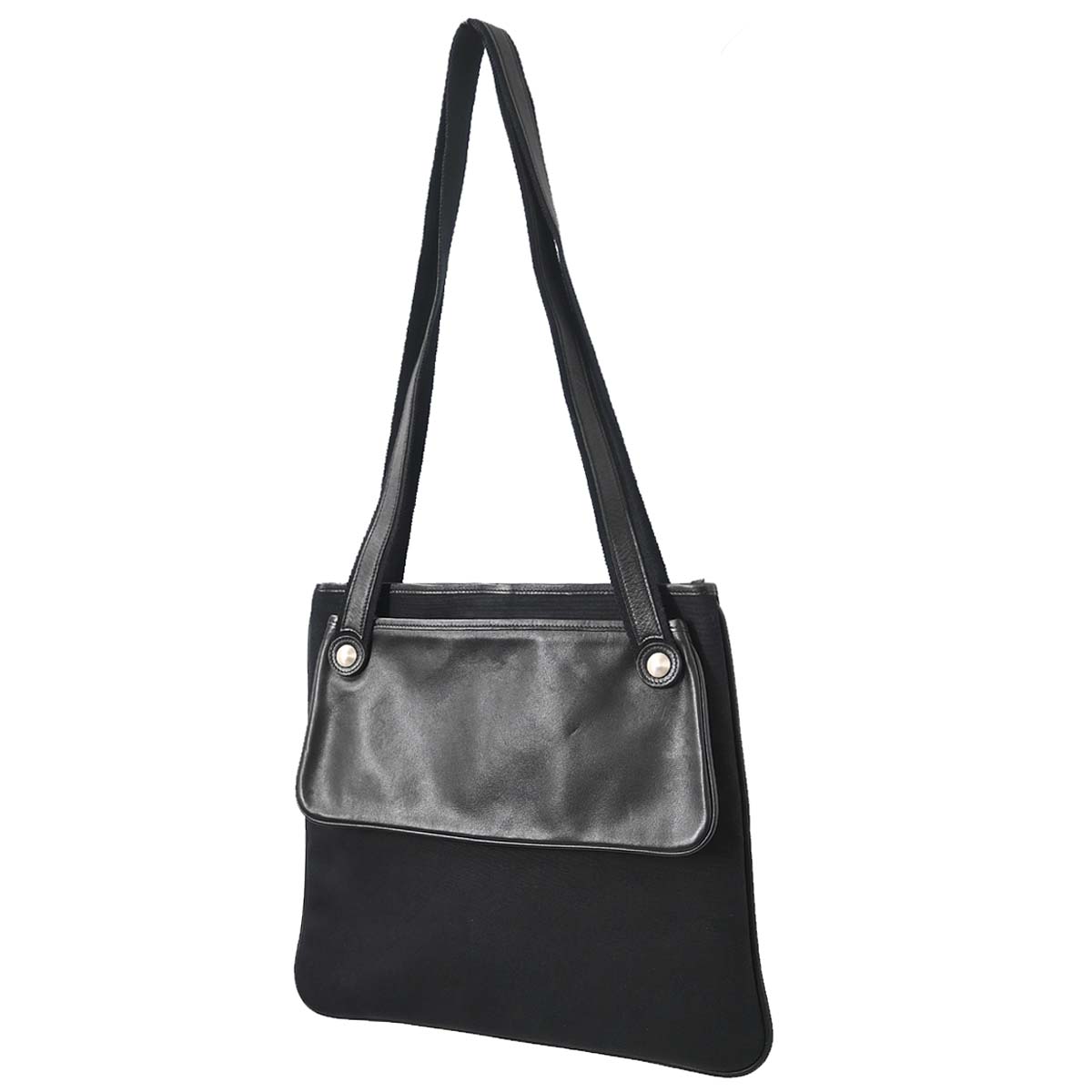 Hermes Black Swift Toile Officier Mrs. Hippie Shoulder Bag