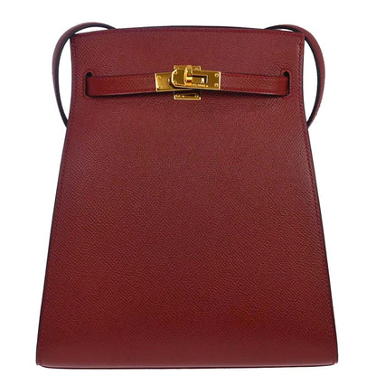 Hermes Rouge H Courchevel Kelly Sport PM Shoulder Bag