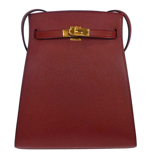 Hermes Rouge H Courchevel Kelly Sport PM Shoulder Bag